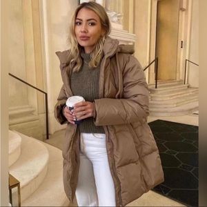 Zara water and wind protection hooded down coat